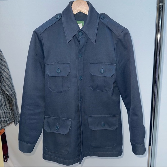 The Unbranded Brand Other - Vintage Men's Dark Blue Field Jacket 80s Military Style Retro